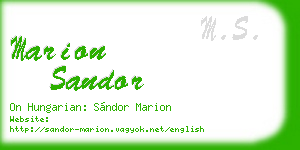marion sandor business card